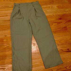 SHEIN Pleated High-Waisted Trousers – Sage Green (L, US 8/10)